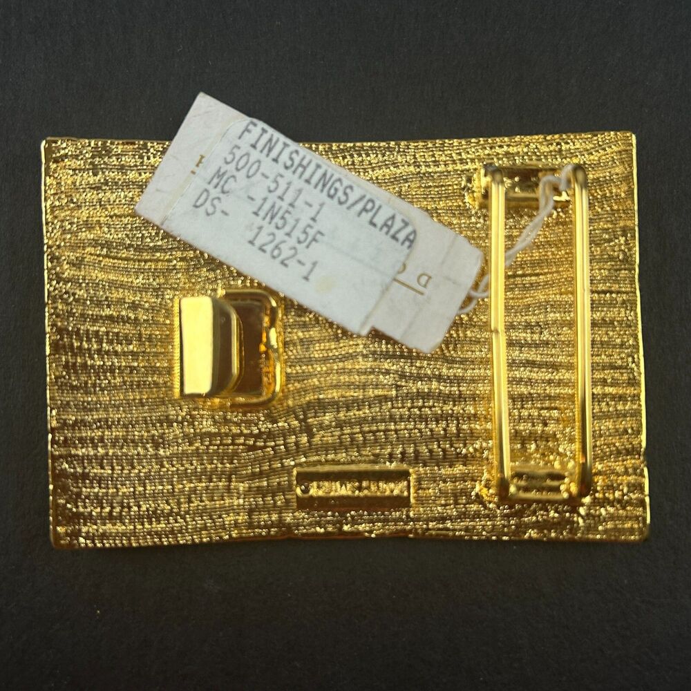 Vintage Dotty Smith Goldtone American Flag Enameled Belt Buckle 2.5" x  1.75" - Picture 9 of 13